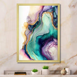 Green Purple Abstract Geode - Abstract Canvas Wall Art