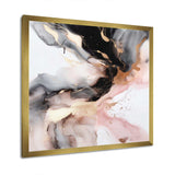 Pink Black Textured Splash Marble I - Abstract Canvas Wall Art