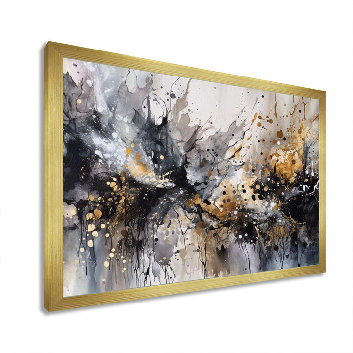 Grey Gold Delicate Abstract Brushstrokes III - Abstract Canvas Wall Art