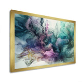 Green Purple Marbled Symphony - Abstract Canvas Wall Art