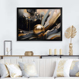 Gold And Black Marbled Euphoria II - Abstract Canvas Wall Art