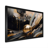 Gold And Black Marbled Euphoria II - Abstract Canvas Wall Art