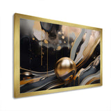 Gold And Black Marbled Euphoria II - Abstract Canvas Wall Art