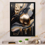 Gold And Black Marbled Euphoria III - Abstract Canvas Wall Art