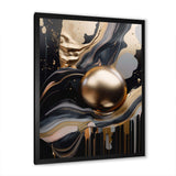 Gold And Black Marbled Euphoria III - Abstract Canvas Wall Art