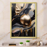 Gold And Black Marbled Euphoria III - Abstract Canvas Wall Art