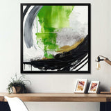 Green And Black Geometric Enchantment I - Abstract Canvas Wall Art