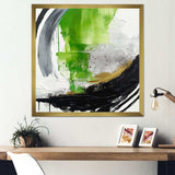 Green And Black Geometric Enchantment I - Abstract Canvas Wall Art