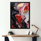 Red And Black Marble Infusion - Abstract Canvas Wall Art