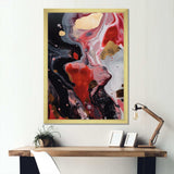 Red And Black Marble Infusion - Abstract Canvas Wall Art