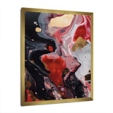 Red And Black Marble Infusion - Abstract Canvas Wall Art