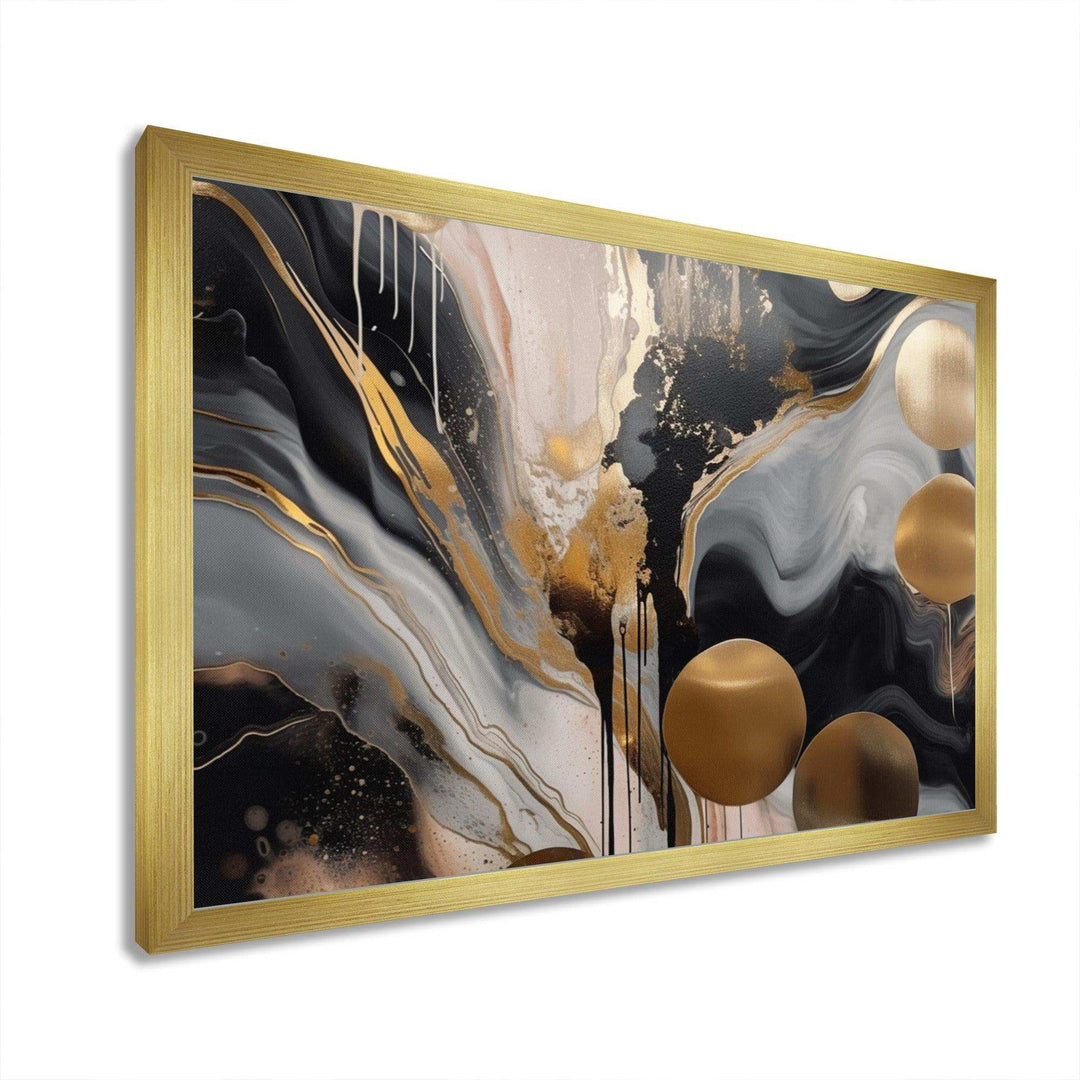 Grey And Gold Captivating Marble - Abstract Canvas Wall Art
