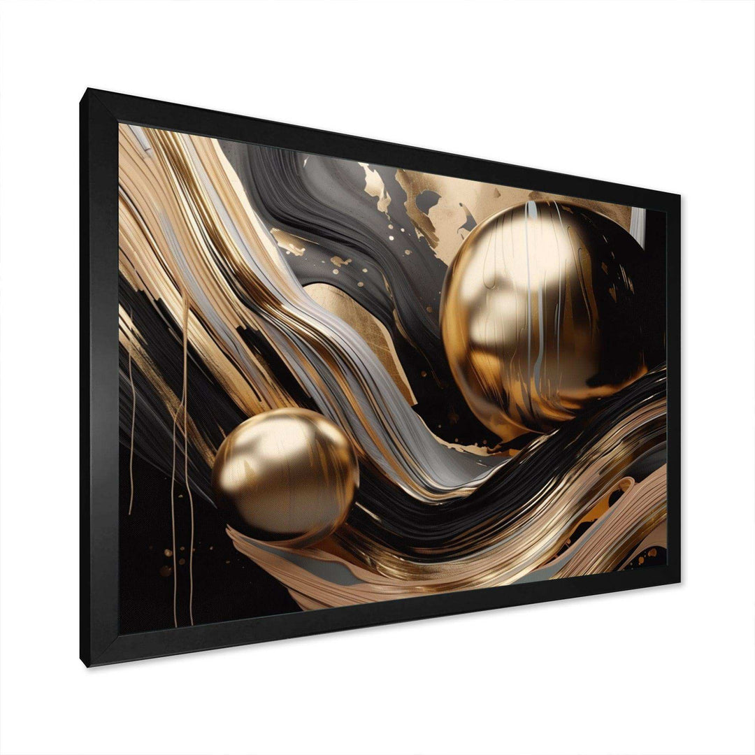 Gold And Black Captivating Marble I - Abstract Canvas Wall Art