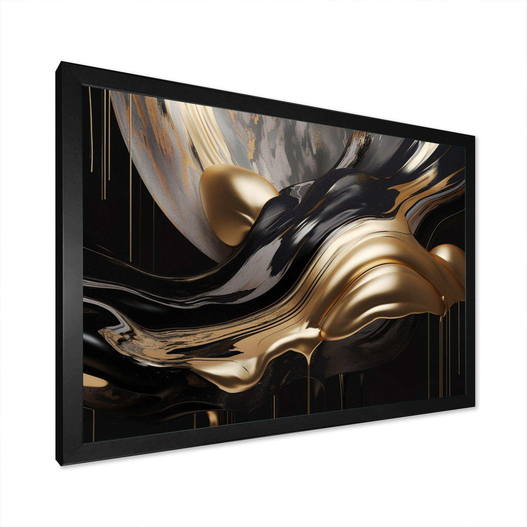 Idesignart gold and black captivating marble ii abstract canvas wall art