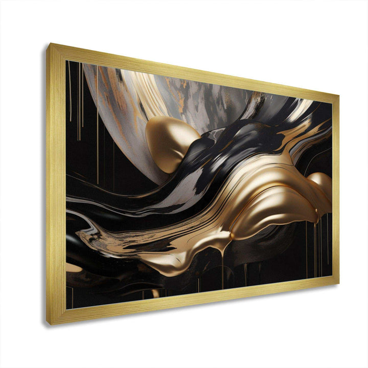 Idesignart gold and black captivating marble ii abstract canvas wall art