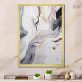 White And Grey Ripples Of Stone I - Abstract Canvas Wall Art