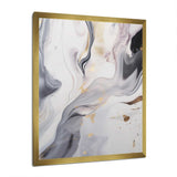 White And Grey Ripples Of Stone I - Abstract Canvas Wall Art