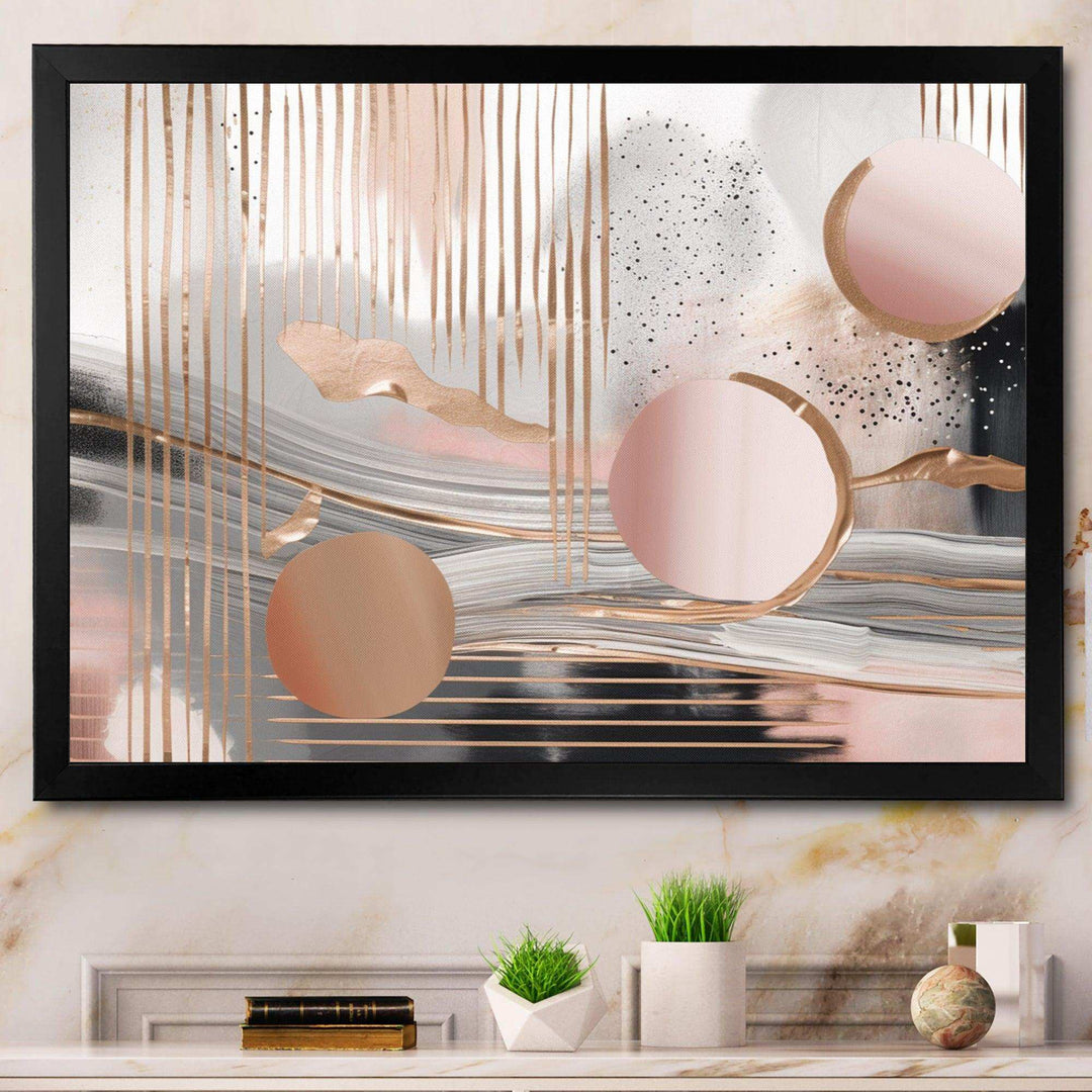 Pink Rosegold Circle Chaos IV - Abstract Canvas Wall Art