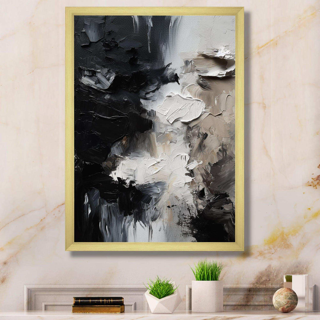 Black Textured Splash Paint Art II - Abstract Canvas Wall Art