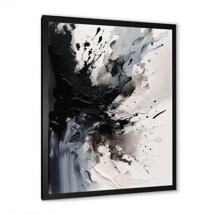 Black Textured Splash Paint Art IV - Abstract Canvas Wall Art