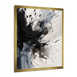 Black Textured Splash Paint Art IV - Abstract Canvas Wall Art