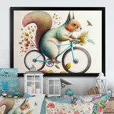 White Squirrel Riding Bike - White Squirrel Wall Art