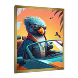 Blue Bird Wearing Sunglasses In Sportscar - Bird Fashion Home Decor Art