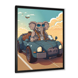 Grey Elephant Wearing Sunglasses in Sportscar - Elephant Fashion Living Room Wall Art