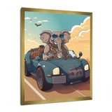 Grey Elephant Wearing Sunglasses in Sportscar - Elephant Fashion Living Room Wall Art