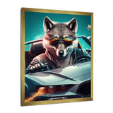Grey Wolf Wearing Sunglasses in Sportscar - Wolf Wall Decor