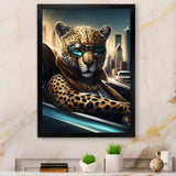 Yellow Leopard Wearing Sunglasses In Sportscar - Yellow Leopard Wall Art