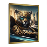 Yellow Leopard Wearing Sunglasses In Sportscar - Yellow Leopard Wall Art