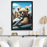 Grey Koala Wearing Sunglasses In Sportscar - Gray Koala Wall Art