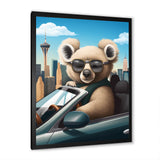 Grey Koala Wearing Sunglasses In Sportscar - Gray Koala Wall Art