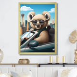 Grey Koala Wearing Sunglasses In Sportscar - Gray Koala Wall Art