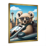 Grey Koala Wearing Sunglasses In Sportscar - Gray Koala Wall Art