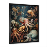 Many Squids - Octopus Large Canvas Wall Art