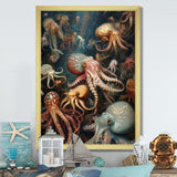 Many Squids - Octopus Large Canvas Wall Art