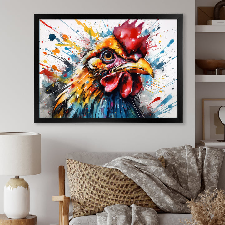 Colorful Humor Caricature Chicken Portrait - Chicken Wall Art Prints
