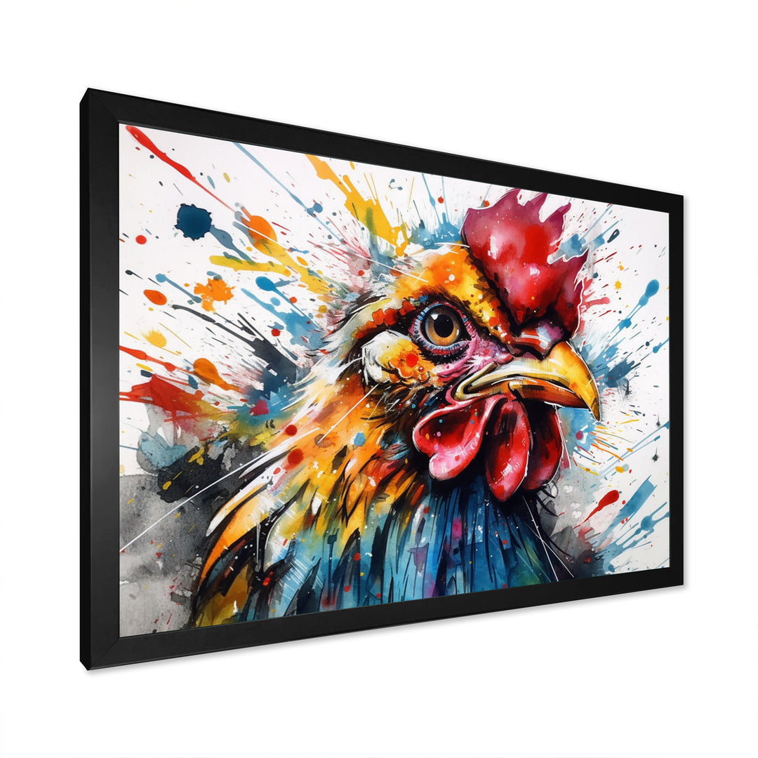 Colorful Humor Caricature Chicken Portrait - Chicken Wall Art Prints