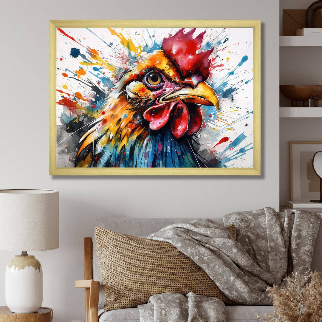 Colorful Humor Caricature Chicken Portrait - Chicken Wall Art Prints
