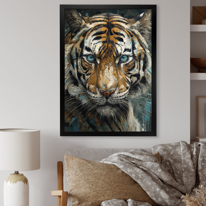 Yellow Tiger Portrait - Tiger Canvas Wall Art