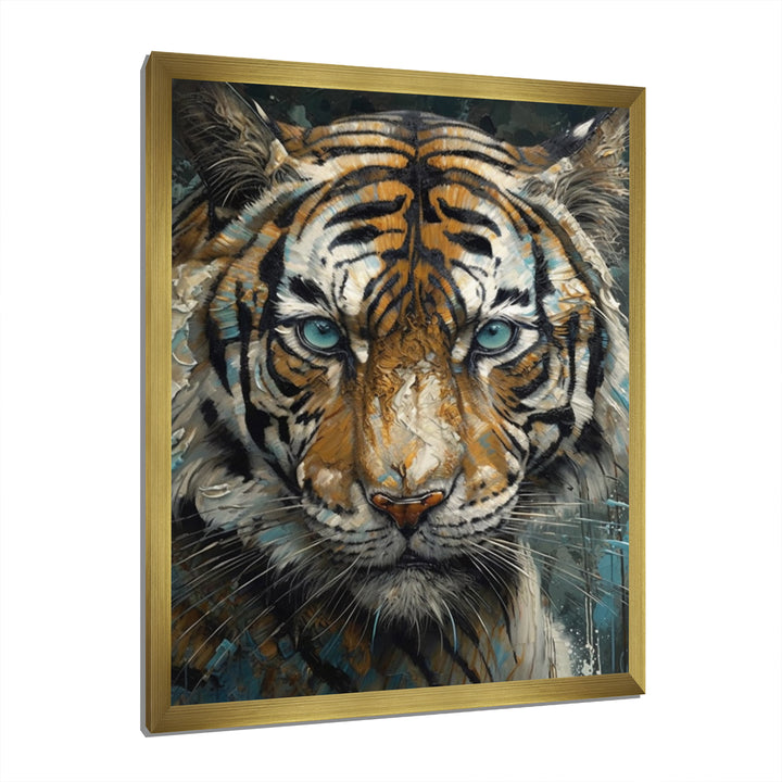 Yellow Tiger Portrait - Tiger Canvas Wall Art