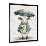 Cute Cow With Umbrella Rainy Day - Cow Wall Decor