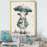 Cute Cow With Umbrella Rainy Day - Cow Wall Decor