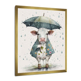 Cute Cow With Umbrella Rainy Day - Cow Wall Decor
