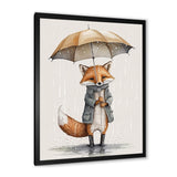 Cute Fox With Umbrella Rainy Day - Fox Wall Decor