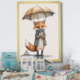 Cute Fox With Umbrella Rainy Day - Fox Wall Decor