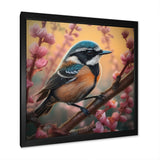 Blue Bird On A Branch - Bird Floral Framed Canvas Art
