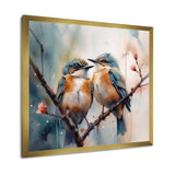 Blue Birds Sitting On Tree Branch III - Animals Canvas Wall Art